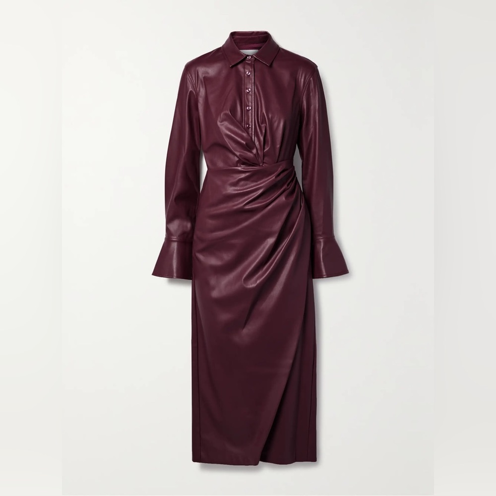 SIMKHAI draped vegan leather dress